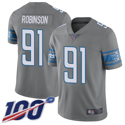 Detroit Lions Limited Steel Men Ahawn Robinson Jersey NFL Football 91 100th Season Rush Vapor Untouchable